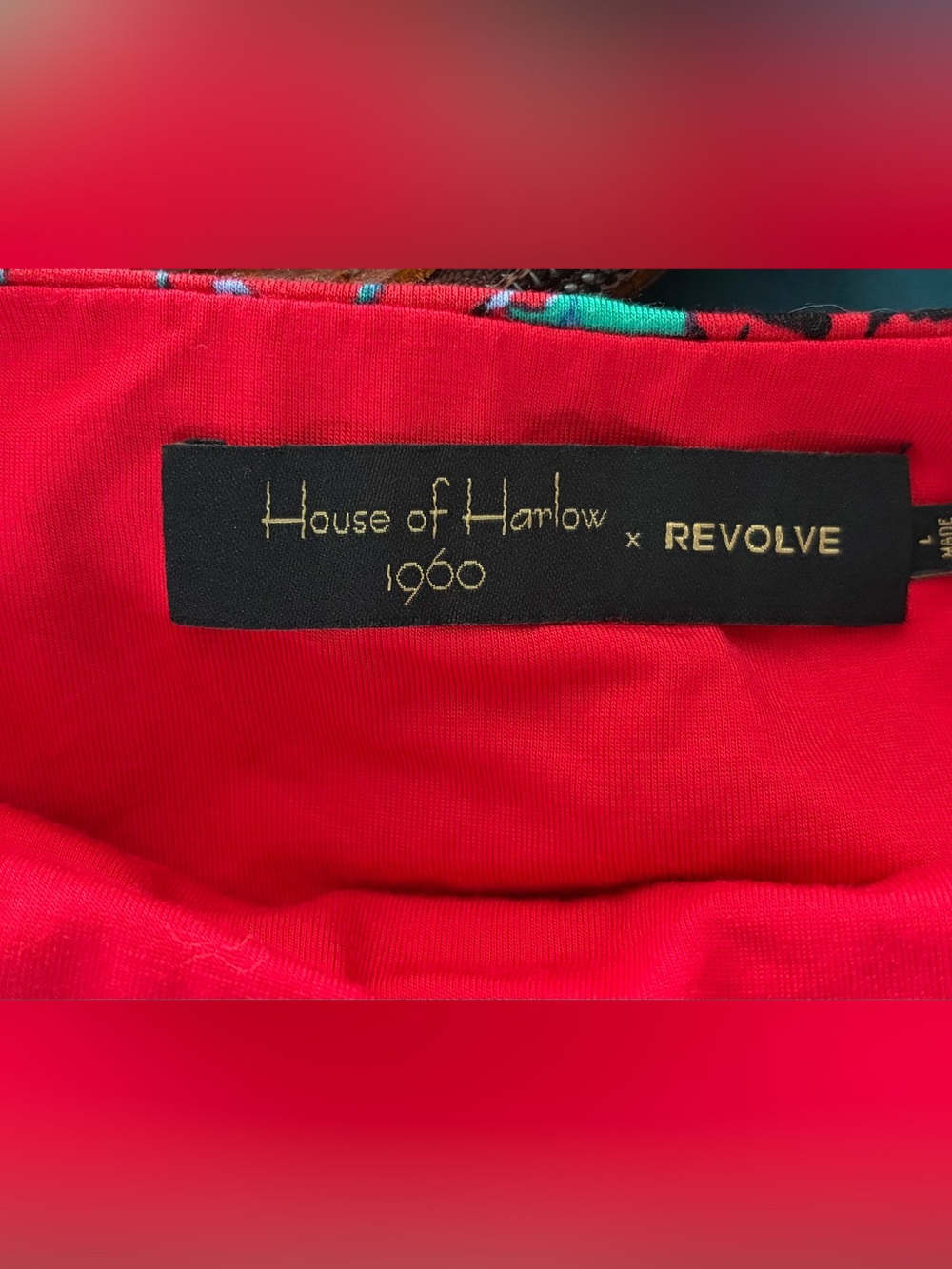 House Harlow 1960 x Revolve Red High Halter Boho Floral Vacation-Ready Dress Lg - Picture 4 of 6